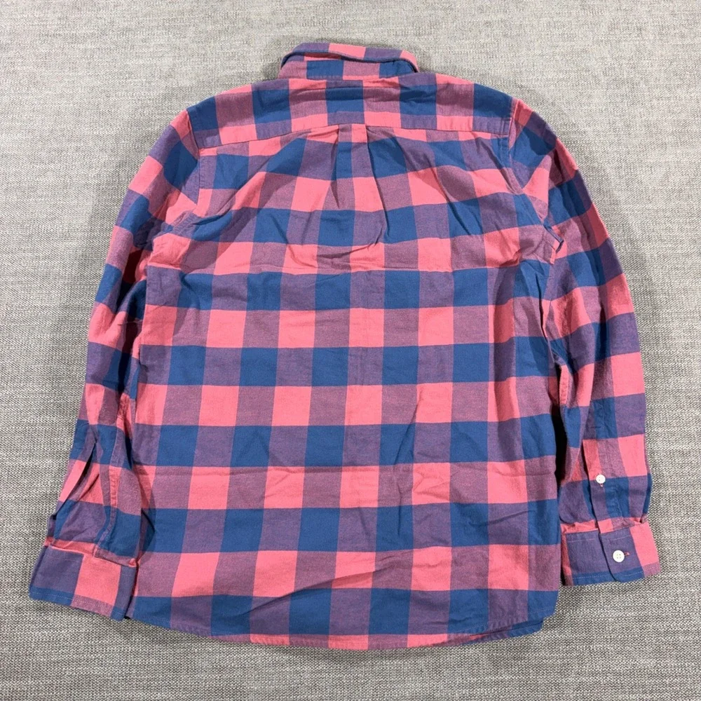 Vineyard Vines Button Down Shirt Boys L Pink Navy Blue Excellent Buffalo Check